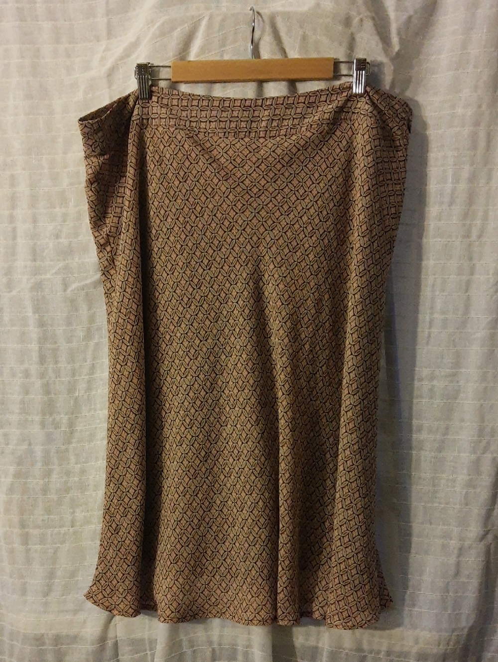 Covington Taupe and Black Geometric A-Line Skirt